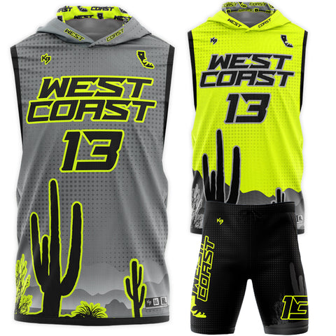 West Coast Hooded Compression 7v7 Custom Flag Football Uniforms (2 Jerseys + 1 Short)